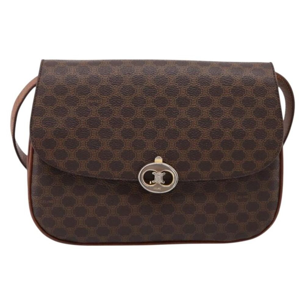 Celine Vintage Macadam Canvas And Leather Brown Pvc Shoulder Bag Bag
